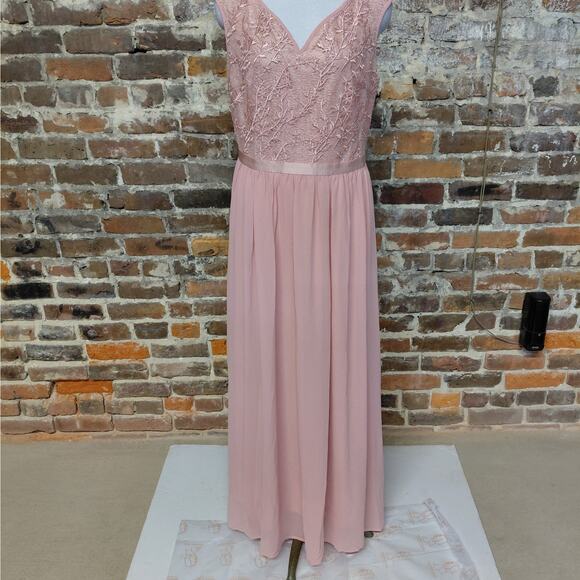 Miusol Mother Of Bride Formal Dress Women's XL Pink Chiffon Wedding Party Maxi - Picture 5 of 10